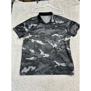 Reebok Mens Camo Polo Shirt Grey Black XL Short Sleeve Performance‎ REM241TS37F